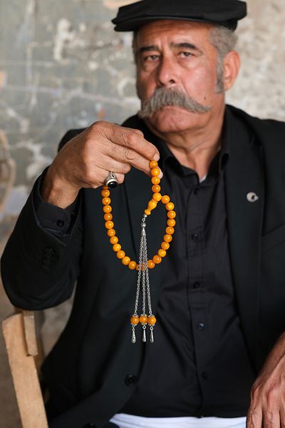 dergah tesbih Şahin Ağğa Series Squeezed Amber Silver Prayer Beads