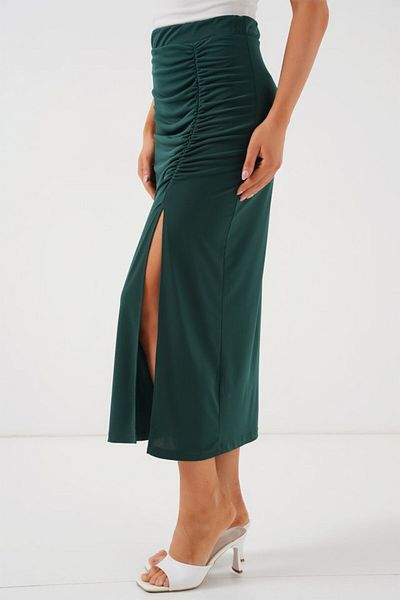 modaserdem 8033 Sandy Slit Skirt - Emerald Green