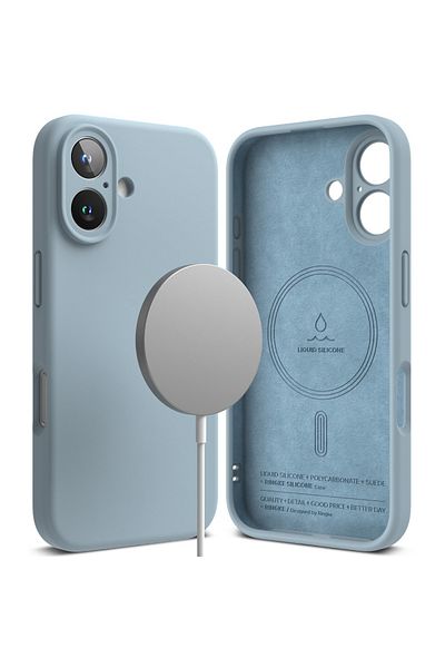Ringke Husă pentru iPhone 16 Plus - Ringke din silicon magnetică MagSafe - Albastră