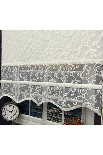 ömer ilhan tül stor perde desenli çiçek desenli stor perde çifti stor perde