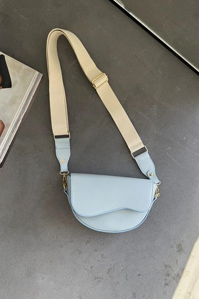 LEONAS Geantă de umăr încrucișată pentru femei cu capac oval Vesley Blue