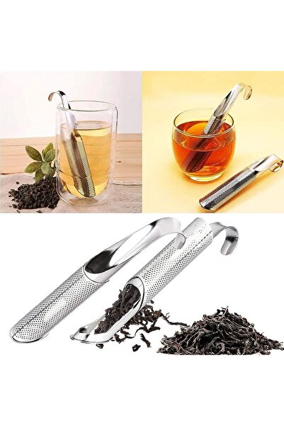 TARIK HOME مصفاة شاي من الفولاذ المقاوم للصدأ – جهاز تحضير الشاي مع أكمام خطافية معلقة (نوع الأنبوب الأسطواني)