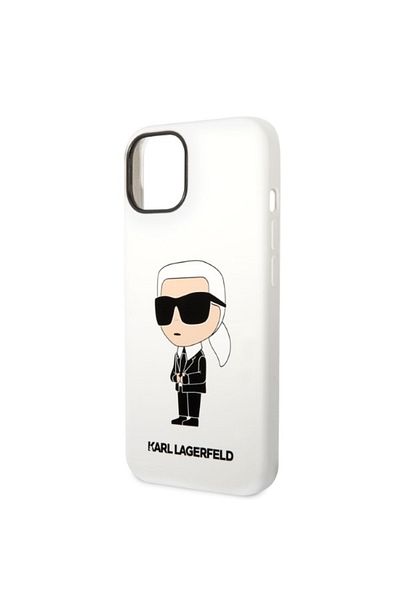 Karl Lagerfeld IPhone 14 Plus Case - Karl Lagerfeld Silicone (KLHCP14MSNIKBCH) - White Ikonik