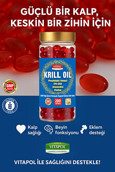 Vitapol Krill Oil Complex Astaxanthin, Choline, Omega3, Epa Dha 200 Kapsül Krill Yağı