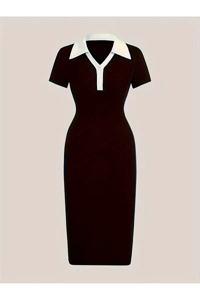 Machetta Women's Polo Neck Trend 100% Cotton Combed Dress