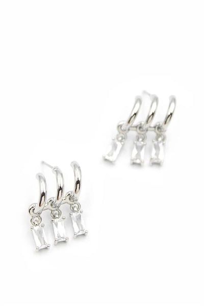 PRATİKOBA Small Baguette Stone Earrings - Silver
