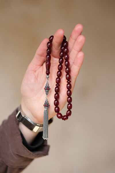 dergah tesbih Legendary Dough Squeeze Amber Silver Design Rosary