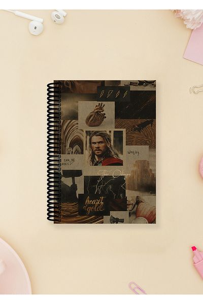 Ludios Thor Collage Spiral A6 Σημειωματάριο χωρίς γραμμή με κάλυμμα Kraft (100 φύλλα)