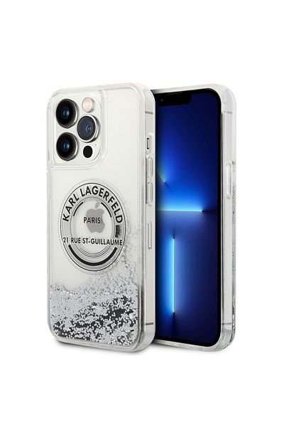 Karl Lagerfeld Carcasă pentru iPhone 14 Pro Max - Karl Lagerfeld Hardcase cu sclipici lichid (KLHCP14XLCRSGRS) - Argintiu RSG