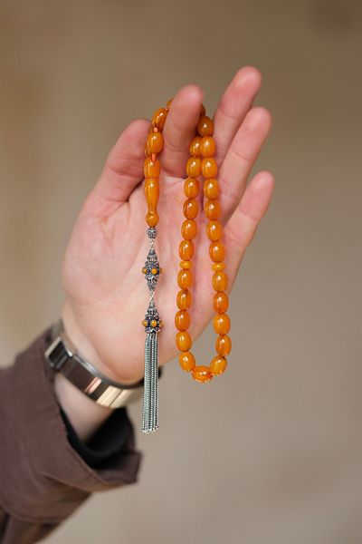 dergah tesbih Legendary Dough Squeeze Amber Silver Design Rosary