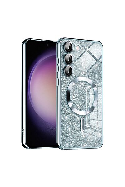 Techsuit Case for Samsung Galaxy S23 - Techsuit Luxury Glitter MagSafe - Light Blue