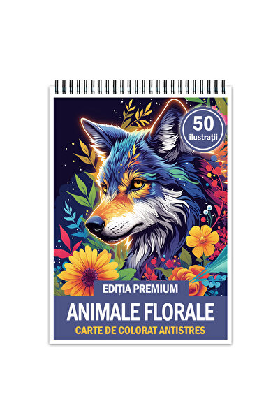 Legendary Gifts Carte de colorat antistres, 50 de ilustratii Animale Florale ...