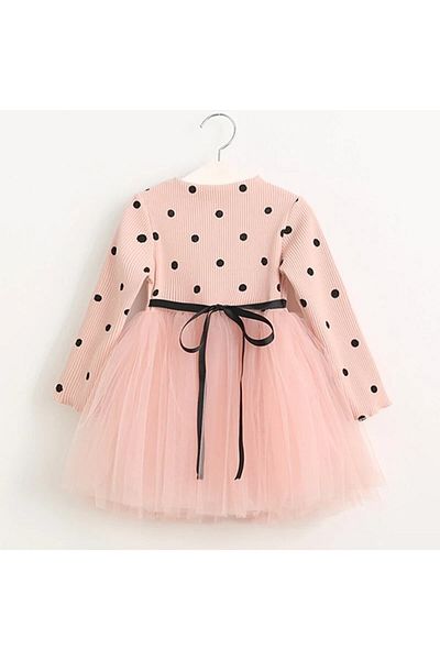 Şirin Şeyler Butiği Linda Bebeluş Fetiţă Copil Prinţesă Rochie Tutu Puanti Mânecă Lungă Lycra Elastic Somon