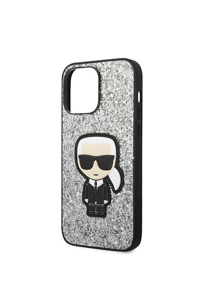 Karl Lagerfeld Carcasă pentru iPhone 14 Pro Max - Karl Lagerfeld Hardcase Glitter (KLHCP14XGFKPG) - Silver Flakes Ikonik