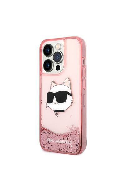 Karl Lagerfeld Carcasă pentru iPhone 14 Pro Max - Karl Lagerfeld Hardcase Glitter (KLHCP14XLNCHCP) - Cap de Choupette Roz