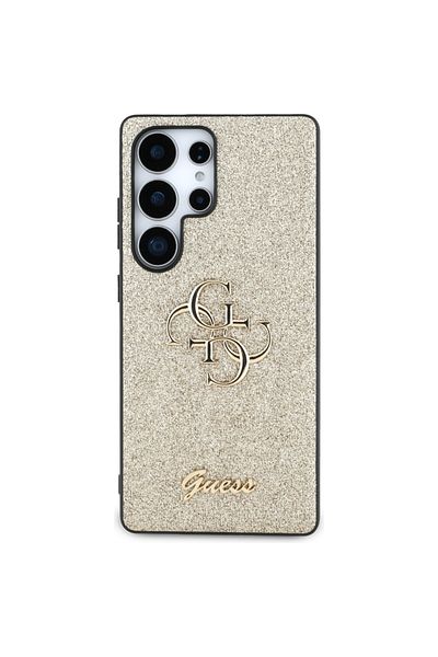Guess Case for Samsung Galaxy S25 Ultra - Guess Glitter Script Big 4G Logo (GUHCS25LHG4SGD) - Gold