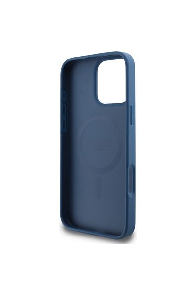 Guess Husă pentru iPhone 16 Pro - Guess 4G Small and Classic Logo MagSafe (GUHMP16LP4SM4MB) - Albastră