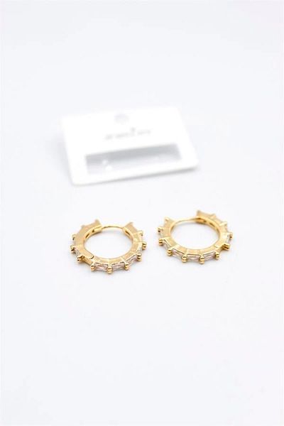 PRATİKOBA Baguette Stone Earrings - Gold