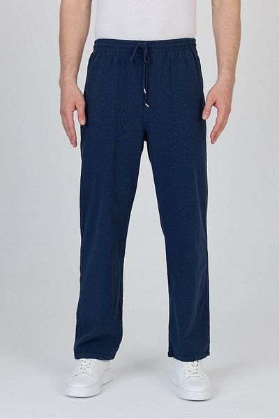 kırtex sport k teks şekil Men's Light Navy Blue 100% Cotton Trousers with Elastic Waist