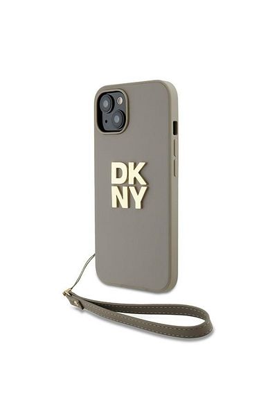 Dkny Husă pentru iPhone 15 - DKNY Hardcase Wrist Strap Stock Logo (DKHCP15SPBSWSE) - Bej