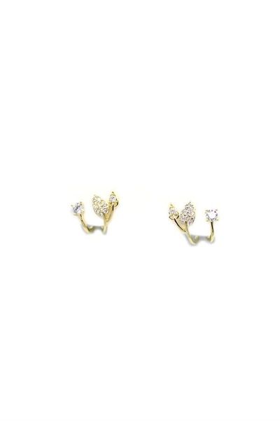 PRATİKOBA Silver Needle Leaf Earrings - Gold