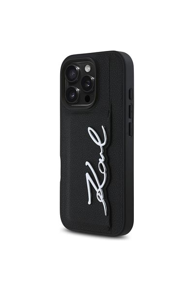 Karl Lagerfeld IPhone 16 Pro Case - Karl Lagerfeld Hardcase Leather Cardslot (KLHCP16LPGPVKSK) - Metal Signature