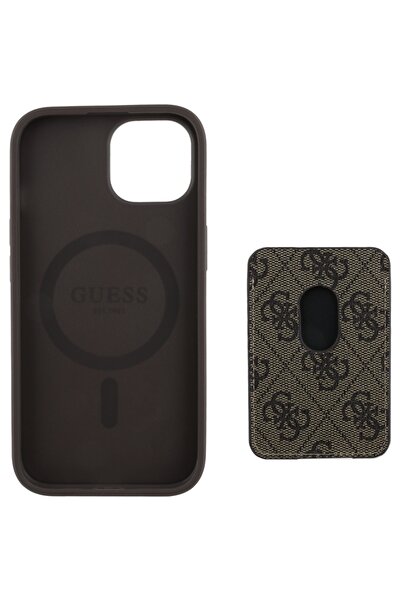 Guess Carcasă pentru iPhone 15 - Guess Cardslot 4G Stripes MagSafe (GUBPHCP15SP4RPSW) - Maro