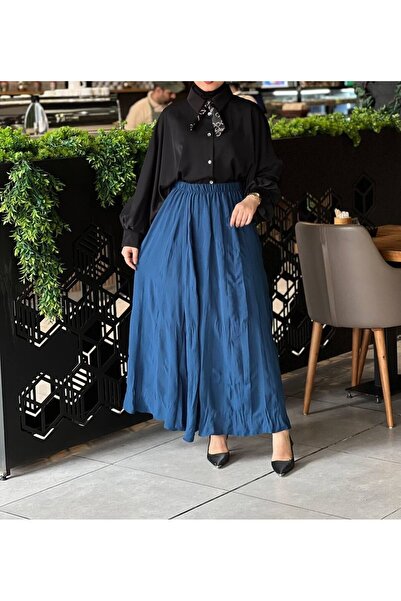 Esre Store 7757 - Fusta cu pliuri în stil hijab, albastră