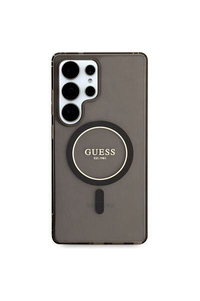Guess Case for Samsung Galaxy S25 Ultra - Guess IML Glitter Circle MagSafe (GUHMS25LHFGEREK) - Black