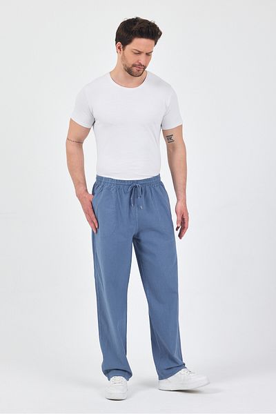 kırtex sport k teks şekil Ανδρικό παντελόνι Sky Blue ελαστικό στη μέση από 100% βαμβάκι Monaha