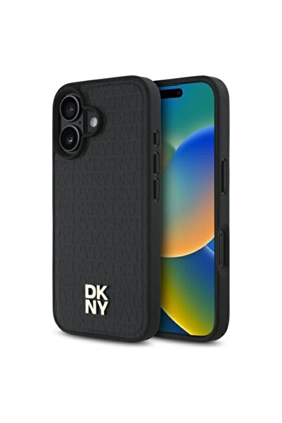 Dkny Θήκη iPhone 16 - Δερμάτινη σκληρή θήκη DKNY με επαναλαμβανόμενο σχέδιο κ...