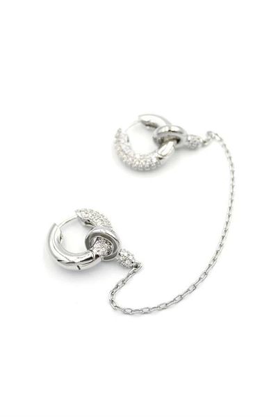 PRATİKOBA Chain Stone Hoop Earrings - Silver