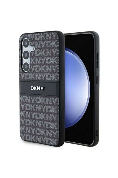 Dkny Samsung Galaxy S24 Case - DKNY Leather Mono Stripe & Metal Logo (DKHCS24SPRTHSLK) - Black