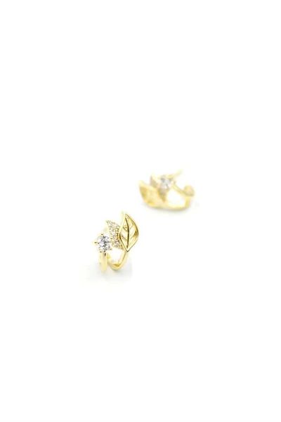PRATİKOBA Silver Needle Leaf Earrings - Gold