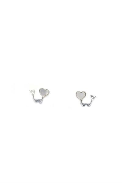 PRATİKOBA Silver Needle Heart Earrings - Silver