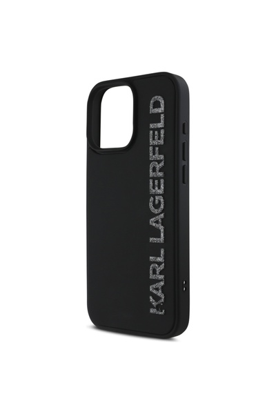 Karl Lagerfeld Θήκη για iPhone 16 Pro - Karl Lagerfeld 3D Design (KLHCP16LRBKGVCK) - Επιμήκης γκλίτερ λογότυπο από καουτσούκ