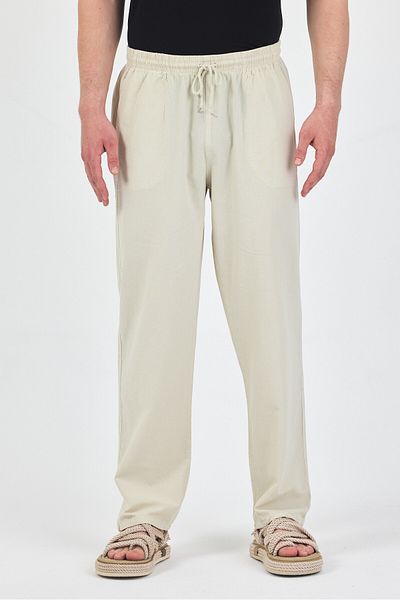 kırtex sport k teks şekil Men's Stone Color Elastic Waist 100% Cotton Monaha Pants