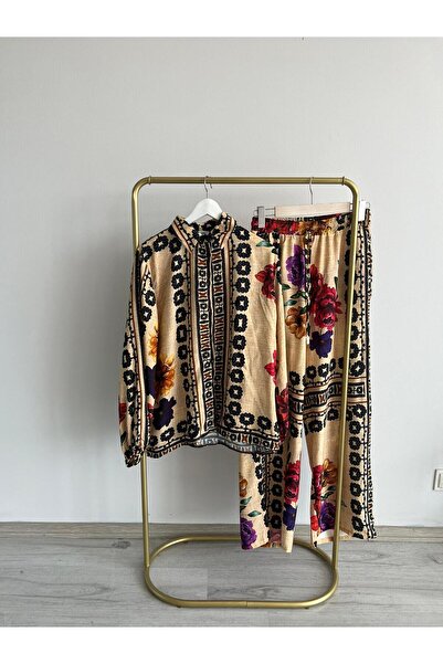 Kirazca Butik Women's Standard Size Ethnic Patterned Bohemian Hijab Double Set