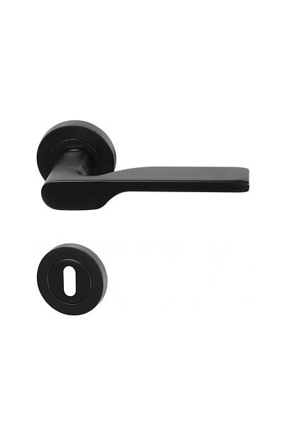Hira Eda Aluminum Round Rosette Door Handle Matte Black Room