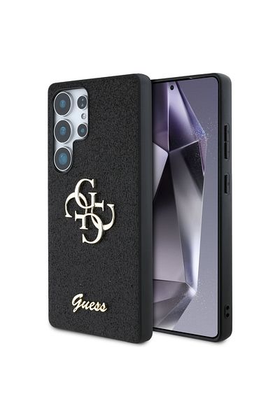 Guess Case for Samsung Galaxy S25 Ultra - Guess Glitter Script Big 4G Logo (GUHCS25LHG4SGK) - Black