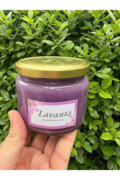 aralmini El Yapımı Lavanta Kokulu Kavanoz Mum