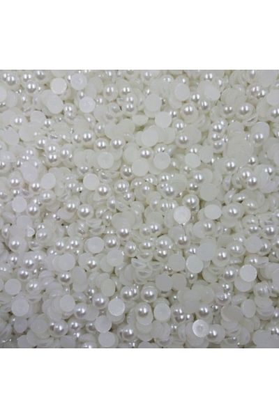 Hobimos 5000Pcs 4 mm White Half Pearl Beads - Small Size Half Pearl Beads