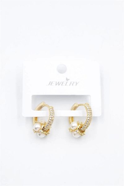 PRATİKOBA Jewelled Hoop Earrings with Pearls - Gold