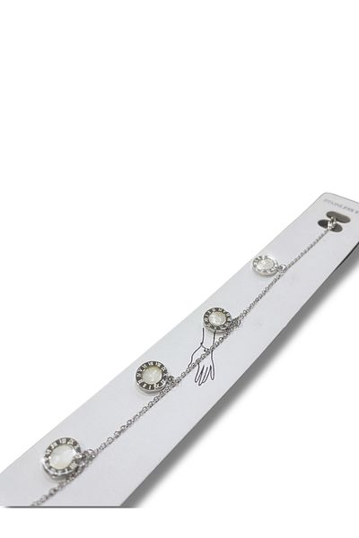 okyanus special White Stone Steel Necklace
