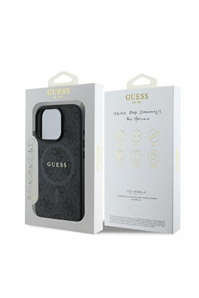 Guess Carcasă pentru iPhone 16 Pro Max - 4G Ring Classic Logo MagSafe (GUHMP16XG4GFRK) - Negru