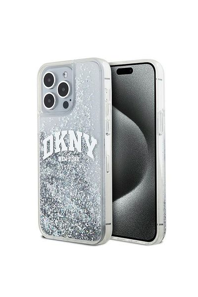 Dkny Case for iPhone 15 Pro - DKNY Hardcase Liquid Glitter Big Logo (DKHCP15LLBNAET) - White