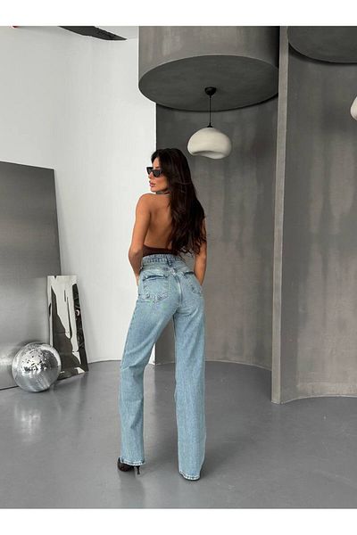 DENİKK Trend Special Design Button Detail Wide Leg Comfortable Fit Palazzo Trousers