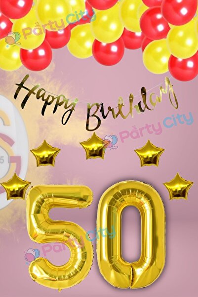Party City Galatasaray Temalı 50 Yaş Doğum Günü Süsleme Seti | Sarı Kırmızı B...