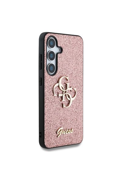 Guess Case for Samsung Galaxy S25 - Guess Glitter Script Big 4G Logo (GUHCS25SHG4SGP) - Pink