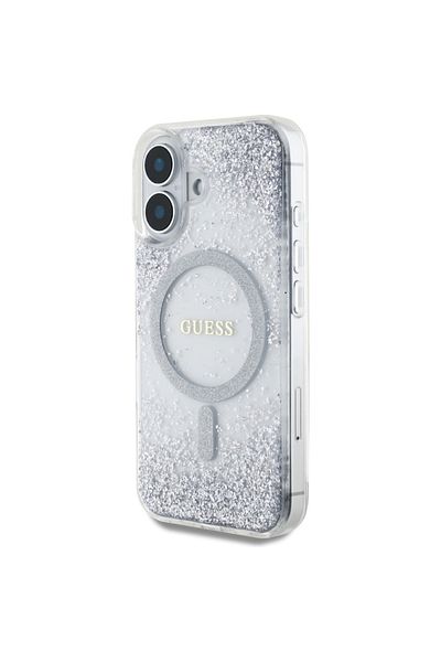 Guess Carcasă pentru iPhone 16 - Guess Hardcase Resin Gradient Glitter MagSafe (GUHMP16SRGGES) - Argintiu